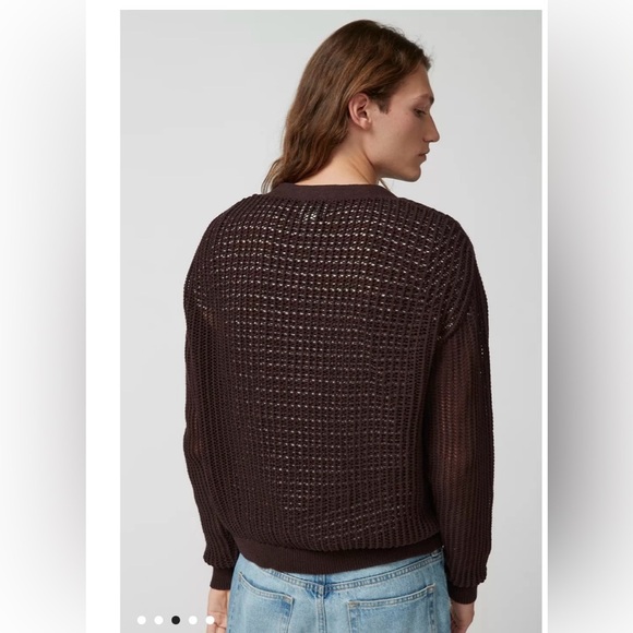 URBAN OUTFITTERS BDG Beach Cardigan Dark Brown Sz Medium NWOT V-neck Open Knit - Picture 11 of 12
